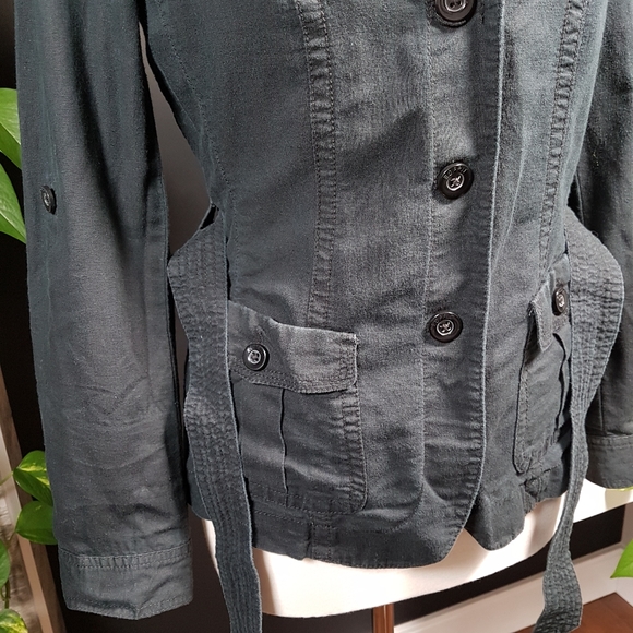 Linen Esprit Button Up Jacket Black Size 6 - Picture 3 of 10